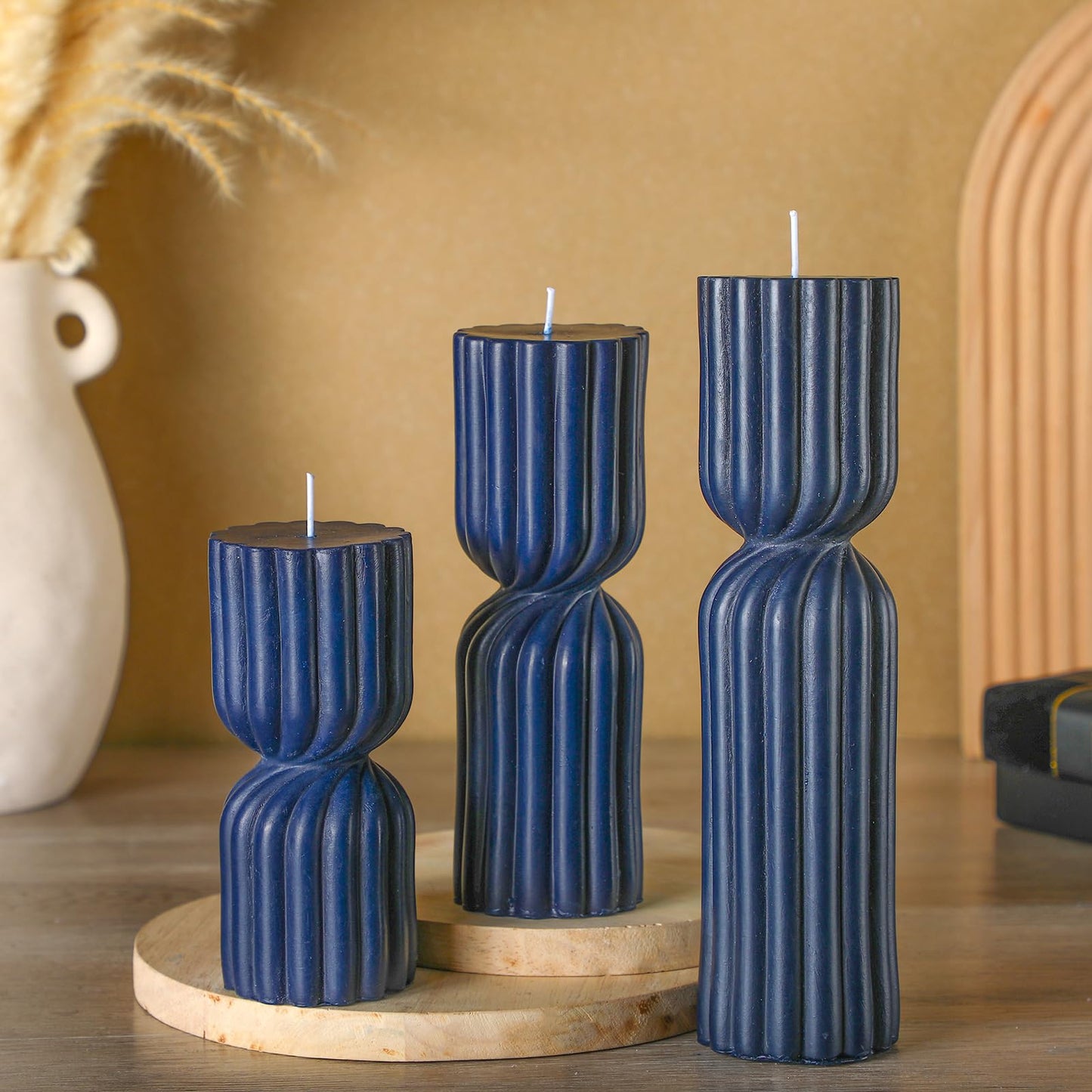 Ribbed Soy Wax Pillar Candles