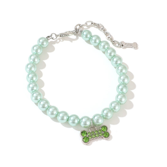 Pearl Cat Necklace Ornament for Pet Supplies