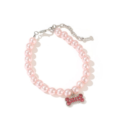 Pearl Cat Necklace Ornament for Pet Supplies
