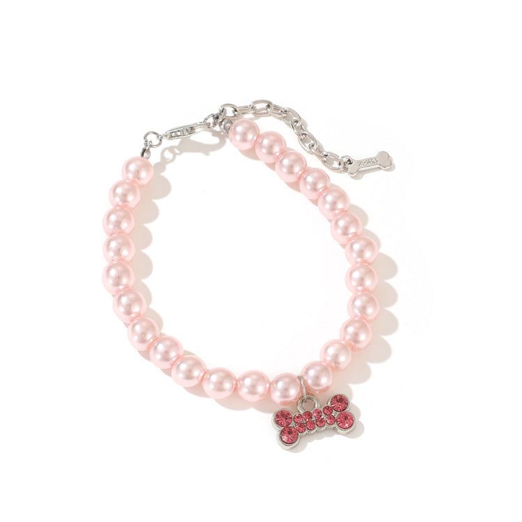 Pearl Cat Necklace Ornament for Pet Supplies