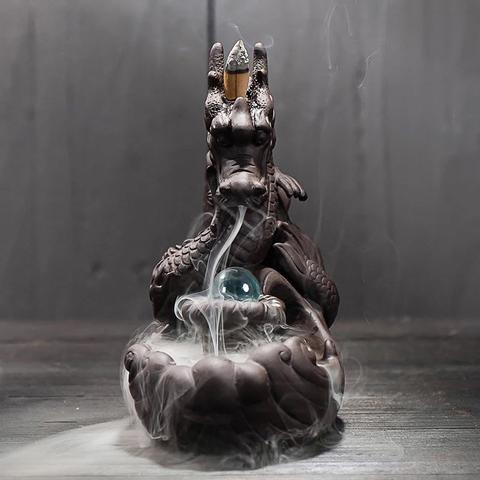 Large Purple Clay Dragon Incense Burner