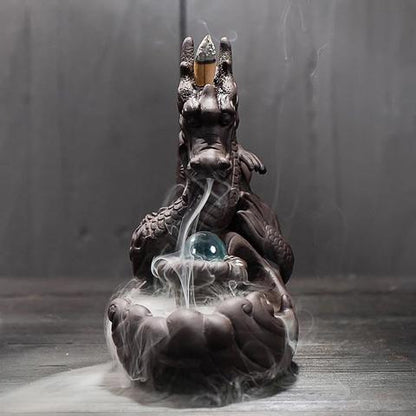 Large Purple Clay Dragon Incense Burner