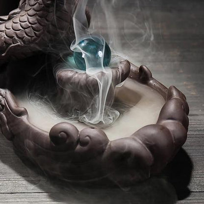 Large Purple Clay Dragon Incense Burner