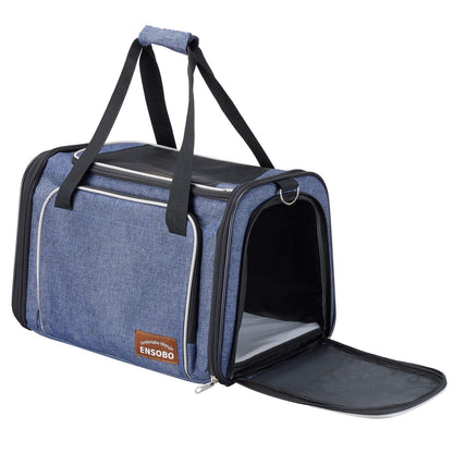 Dog Carrier ENSOBO Cat Carrier Pet Travel Carrier Bag Airline Approved Folding Fabric Pet Carrier for Small Dogs Puppies and Medium Cats w/Locking Safety Zippers
