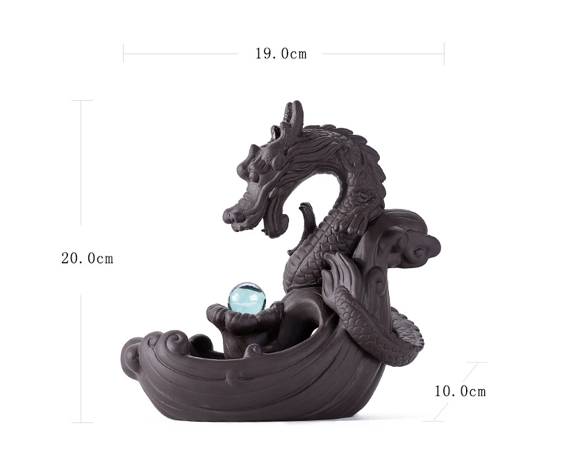 Large Purple Clay Dragon Incense Burner