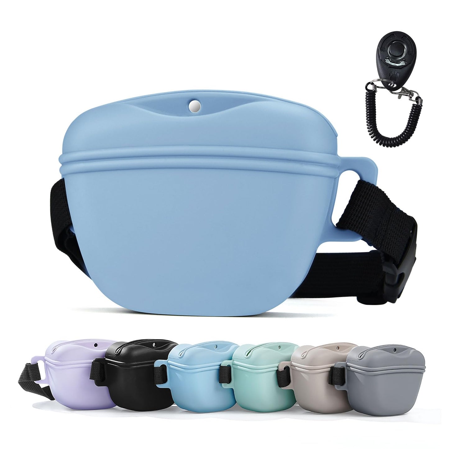 AOKLANT Pet Training Snack Pouch with Clicker 2.0 Upgraded Magnetic Closure 1.66 Cup Silicone Belt Pouch for Dog Treats，Perfect for Training and Walking