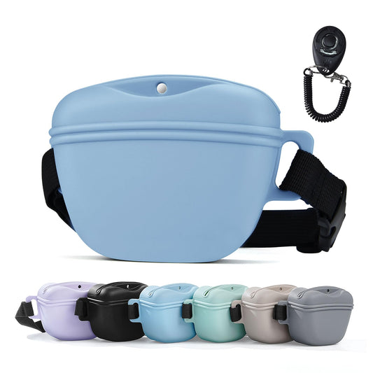 AOKLANT Pet Training Snack Pouch with Clicker 2.0 Upgraded Magnetic Closure 1.66 Cup Silicone Belt Pouch for Dog Treats，Perfect for Training and Walking