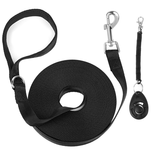 PrimePets Long Dog Leash 30 Feet Dog Accessories 30 Ft Long Leash for Dogs Training Leash with Pet Obedience Recall Training Clicker for Dog and Puppy